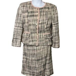 Vtg 90’s Sag Harbor Pink/Green/Gray Tweed Skirt Jacket Suit Sz 14 *Read Descrip